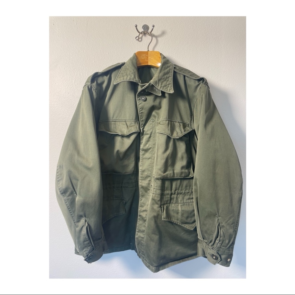 Vintage Military M-1951 Man's Field Coat Cotton Wind Resistant Sateen Green